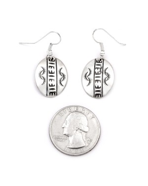 Sun .925 Starling Silver Certified Authentic Handmade Navajo Native American Earrings  27260-6