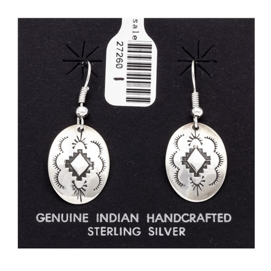 Sun Diamond .925 Starling Silver Certified Authentic Handmade Navajo Native American Earrings  27260-1