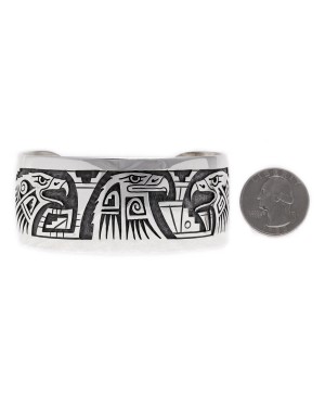 Eagle .925 Sterling Silver Certified Authentic Handmade Hopi Native American Cuff Bracelet 13229