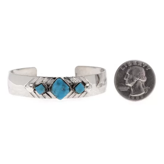 Diamond Nickel Handmade Navajo Native American Natural Turquoise Bracelet 13061-1 Diamond Nickel Handmade Navajo Native American Natural Turquoise Bracelet 13061-1