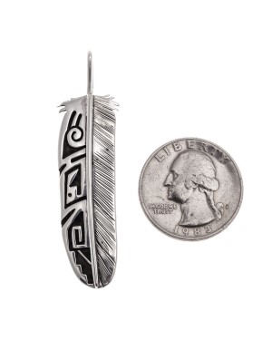 Feather .925 Starling Silver Certified Authentic Handmade Hopi Native American Pendent 24548 Feather .925 Starling Silver Certified Authentic Handmade Hopi Native American Pendent 24548