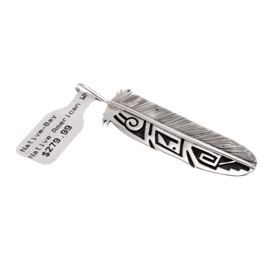 Feather .925 Starling Silver Certified Authentic Handmade Hopi Native American Pendent 24548 Feather .925 Starling Silver Certified Authentic Handmade Hopi Native American Pendent 24548
