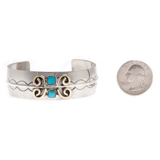 Nickel Brass Handmade Navajo Natural Turquoise Native American Bracelet 13031-4 Nickel Brass Handmade Navajo Natural Turquoise Native American Bracelet 13031-4