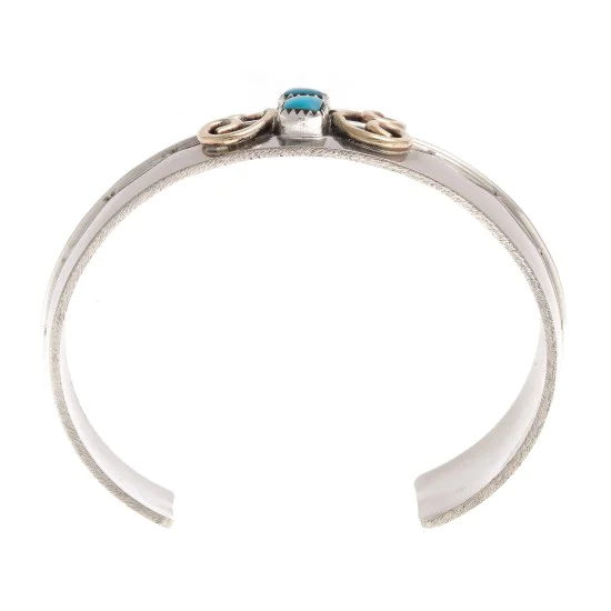 Nickel Brass Handmade Navajo Natural Turquoise Native American Bracelet 13031-4 Nickel Brass Handmade Navajo Natural Turquoise Native American Bracelet 13031-4
