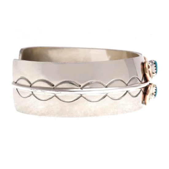 Nickel Brass Handmade Navajo Natural Turquoise Native American Bracelet 13031-4 Nickel Brass Handmade Navajo Natural Turquoise Native American Bracelet 13031-4