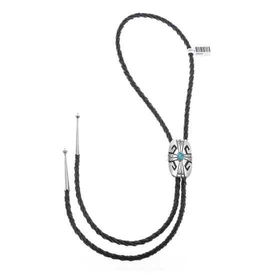 Feather Sun .923 Sterling Silver Handmade Navajo Native American Natural Turquoise Bolo Tie 24535 Feather Sun .923 Sterling Silver Handmade Navajo Native American Natural Turquoise Bolo Tie 24535