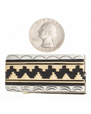 Sun Teepee 12kt Gold Filled .925 Sterling Silver Certified Authentic Handmade Navajo Native American Money Clip 24536-1