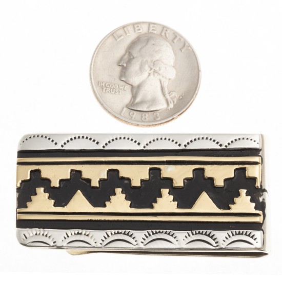 Sun Teepee 12kt Gold Filled .925 Sterling Silver Certified Authentic Handmade Navajo Native American Money Clip 24536-1