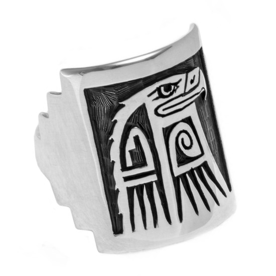 Eagle .925 Sterling Silver Certified Authentic Handmade Hopi Native American Ring 13230