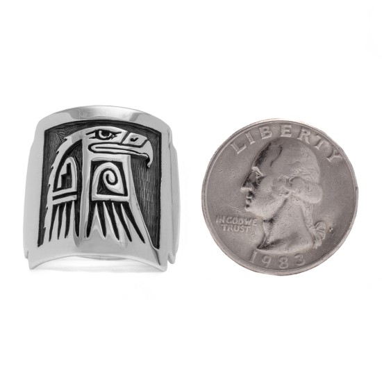Eagle .925 Sterling Silver Certified Authentic Handmade Hopi Native American Ring 13230