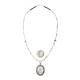 Sun Oval .925 Sterling Silver Certified Authentic Handmade Navajo Native American White Howlite Necklace 12922-2-25289