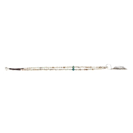 Sun Oval .925 Sterling Silver Certified Authentic Handmade Navajo Native American White Howlite Necklace 12922-2-25289