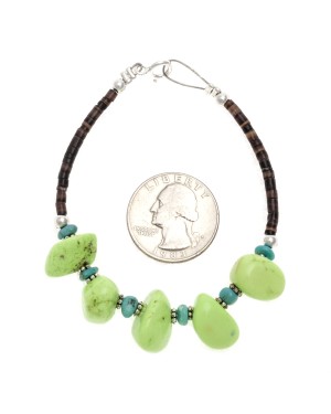 .925 Sterling Silver Certified Authentic Navajo Native American Natural Turquoise Gaspeite Link Bracelet 370991361925 .925 Sterling Silver Certified Authentic Navajo Native American Natural Turquoise Gaspeite Link Bracelet 370991361925