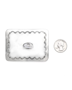 Sun Nickel Certified Authentic Handmade Navajo Native American White Howlite Buckle 1208-2