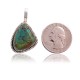 .925 Sterling Silver Certified Authentic Handmade Navajo Native American Natural Turquoise Delicate Pendant 15908-91