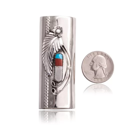 Flower Nickel .925 Sterling Silver Handmade Navajo Native American Inlaid Natural Turquoise Mother of Pearl Black Onyx Coral Lighter Case 18122 Flower Nickel .925 Sterling Silver Handmade Navajo Native American Inlaid Natural Turquoise Mother of Pearl Black Onyx Coral Lighter Case 18122