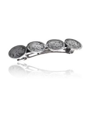 Vintage Style Buffalo Nickels Nickel Certified Authentic Handmade Navajo Native American Hair Barrette 10322