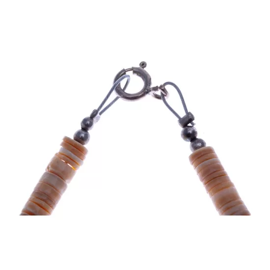 Elk .925 Sterling Silver Navajo Native American Natural Turquoise Red Jasper Graduated Melon Shell Necklace 11051 Elk .925 Sterling Silver Navajo Native American Natural Turquoise Red Jasper Graduated Melon Shell Necklace 11051