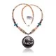 Elk .925 Sterling Silver Navajo Native American Natural Turquoise Red Jasper Graduated Melon Shell Necklace 11051 Elk .925 Sterling Silver Navajo Native American Natural Turquoise Red Jasper Graduated Melon Shell Necklace 11051