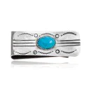 Sun Natural Turquoise .925 Sterling Silver and Nickel Navajo Native American Handmade Money Clip 11238-2