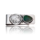 Natural Turquoise .925 Sterling Silver and Nickel Navajo Handmade Money Clip 11248-2