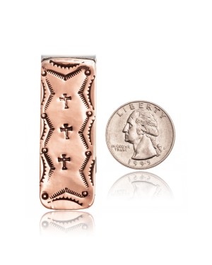 Pure Copper and Nickel Certified Authentic Navajo Native American Handmade Cross Money Clip 11267-2