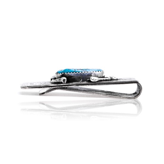 Feather Natural Turquoise .925 Sterling Silver and Nickel Certified Authentic Handmade Navajo Native American Money Clip 11271