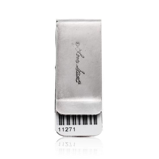 Feather Natural Turquoise .925 Sterling Silver and Nickel Certified Authentic Handmade Navajo Native American Money Clip 11271