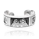 Natural Turquoise .925 Sterling Silver Hopi Native American Handmade Village Wave Cloud Rain Cuff Bracelet 12413