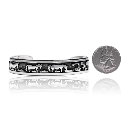 Storyteller .925 Sterling Silver Navajo Handmade Native American Cuff Bracelet 1255 Storyteller .925 Sterling Silver Navajo Handmade Native American Cuff Bracelet 1255