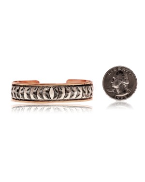 Sun .925 Sterling Silver and Pure Copper Certified Authentic Handmade Navajo Native American Cuff Bracelet 390678196026
