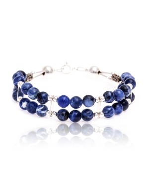 Lapis .925 Sterling Silver Certified Authentic Navajo Native American Link Bracelet 12742-102