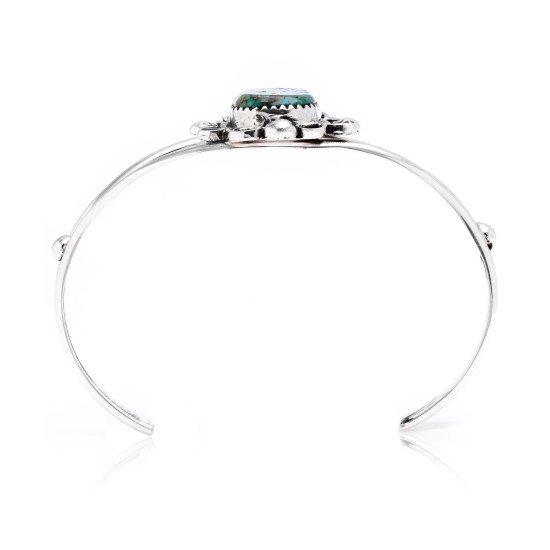 Natural Turquoise .925 Sterling Silver Certified Authentic Navajo Native American Handmade Cuff Bracelet 12826-6
