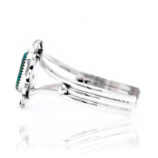 Natural Turquoise .925 Sterling Silver Certified Authentic Navajo Native American Handmade Cuff Bracelet 12826-6