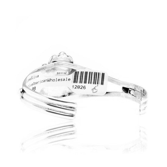 Natural Turquoise .925 Sterling Silver Certified Authentic Navajo Native American Handmade Cuff Bracelet 12826-6