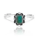 Natural Turquoise .925 Sterling Silver Navajo Native American Handmade Cuff Bracelet 12826-6