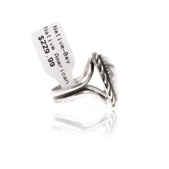 .925 Sterling Silver Certified Authentic Handmade Navajo Native American Natural White Howlite Ring 12831-4