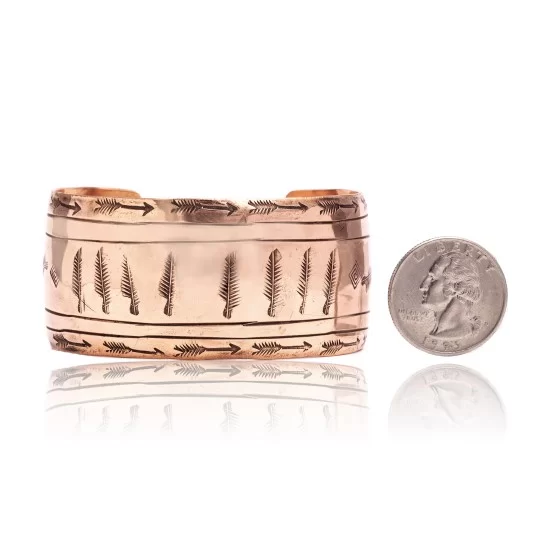 Feather Pure Copper Navajo Native American Handmade Cuff Bracelet 12868-8 Feather Pure Copper Navajo Native American Handmade Cuff Bracelet 12868-8