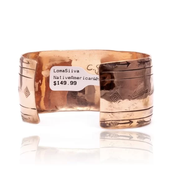 Feather Pure Copper Navajo Native American Handmade Cuff Bracelet 12868-8 Feather Pure Copper Navajo Native American Handmade Cuff Bracelet 12868-8