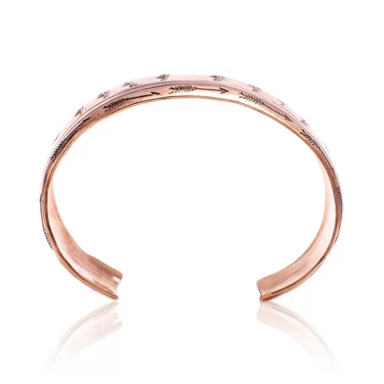 Feather Pure Copper Navajo Native American Handmade Cuff Bracelet 12868-8 Feather Pure Copper Navajo Native American Handmade Cuff Bracelet 12868-8