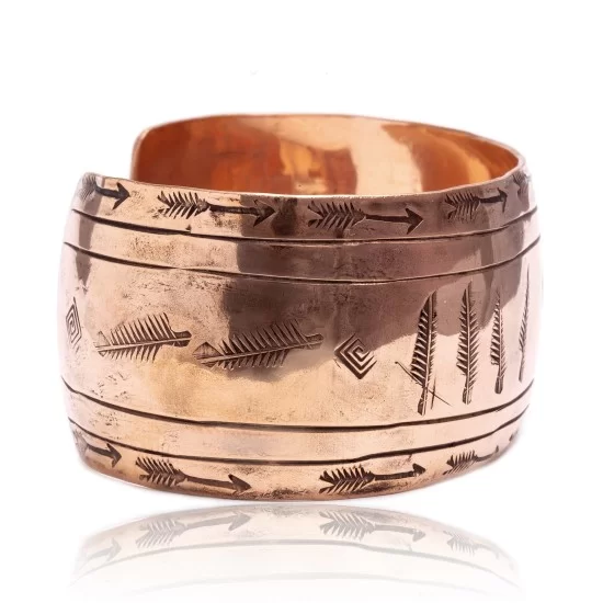 Feather Pure Copper Navajo Native American Handmade Cuff Bracelet 12868-8 Feather Pure Copper Navajo Native American Handmade Cuff Bracelet 12868-8