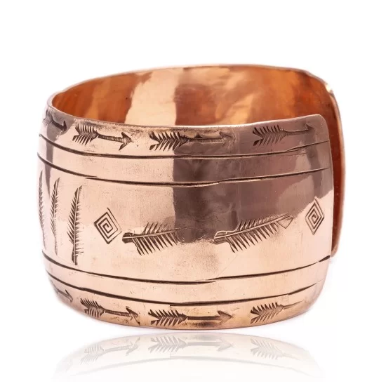 Feather Pure Copper Navajo Native American Handmade Cuff Bracelet 12868-8 Feather Pure Copper Navajo Native American Handmade Cuff Bracelet 12868-8