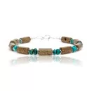 Natural Turquoise and Green Jasper .925 Sterling Silver Navajo Native American Link Bracelet 12892-1