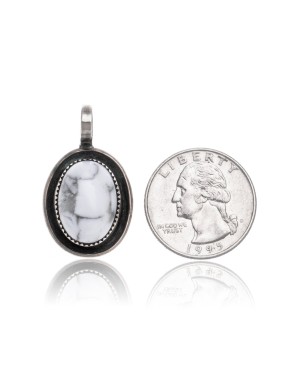 White Howlite .925 Sterling Silver Certified Authentic Navajo Native American Handmade Delicate Pendant 12909-4