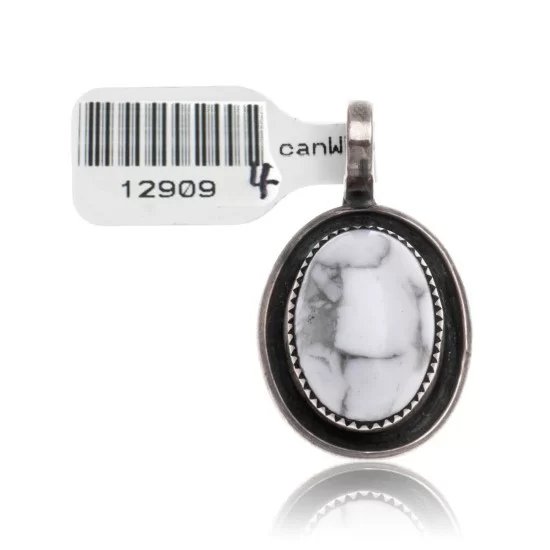 White Howlite .925 Sterling Silver Navajo Native American Handmade Delicate Pendant 12909-4
