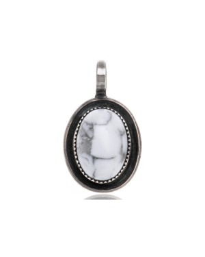 White Howlite .925 Sterling Silver Certified Authentic Navajo Native American Handmade Delicate Pendant 12909-4