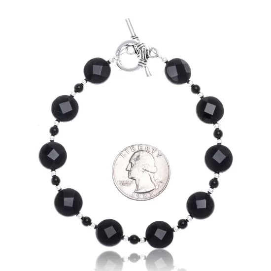 Black Onyx Nickel Navajo Native American Link Bracelet 12928-2 Black Onyx Nickel Navajo Native American Link Bracelet 12928-2