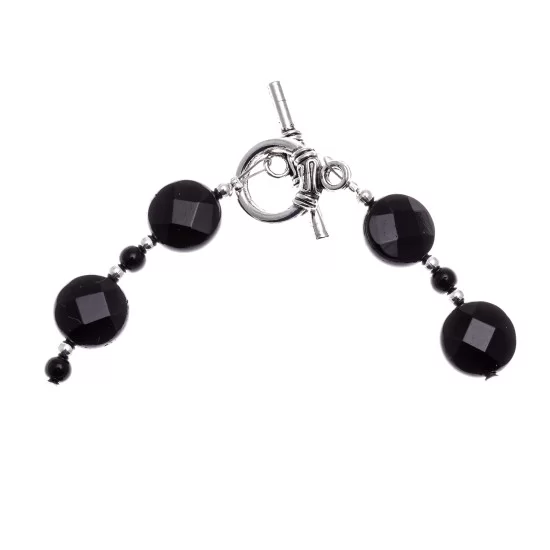 Black Onyx Nickel Navajo Native American Link Bracelet 12928-2 Black Onyx Nickel Navajo Native American Link Bracelet 12928-2