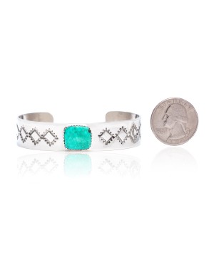 Diamond Nickel Certified Authentic Handmade Navajo Native American Natural Turquoise Cuff Bracelets 13019-9