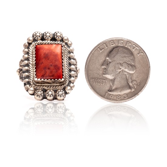 Spiny Oyster .925 Sterling Silver Certified Authentic Navajo Native American Handmade Ring 13103-1 Spiny Oyster .925 Sterling Silver Certified Authentic Navajo Native American Handmade Ring 13103-1
